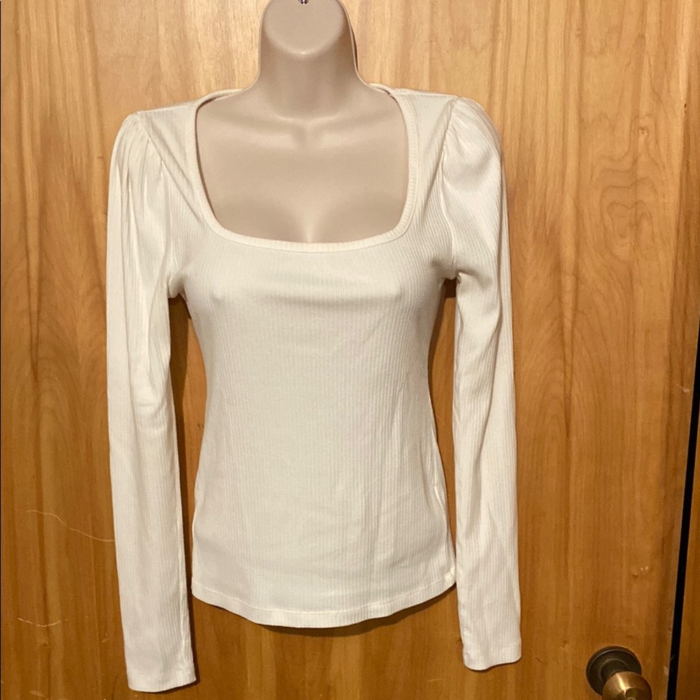 J. Crew Cream Puff Sleeve Fitted Blouse